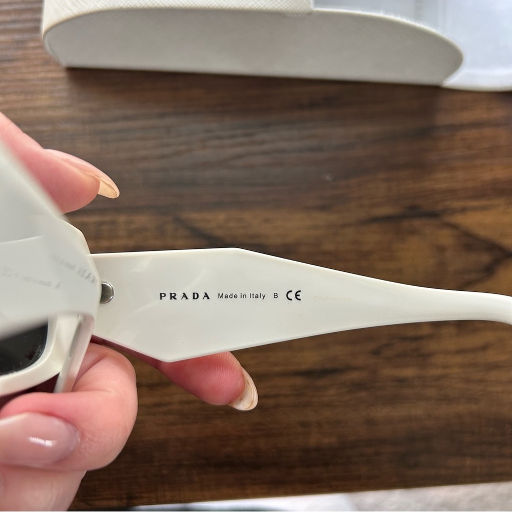 Prada White Rectangular Sunglasses With Case - image 5